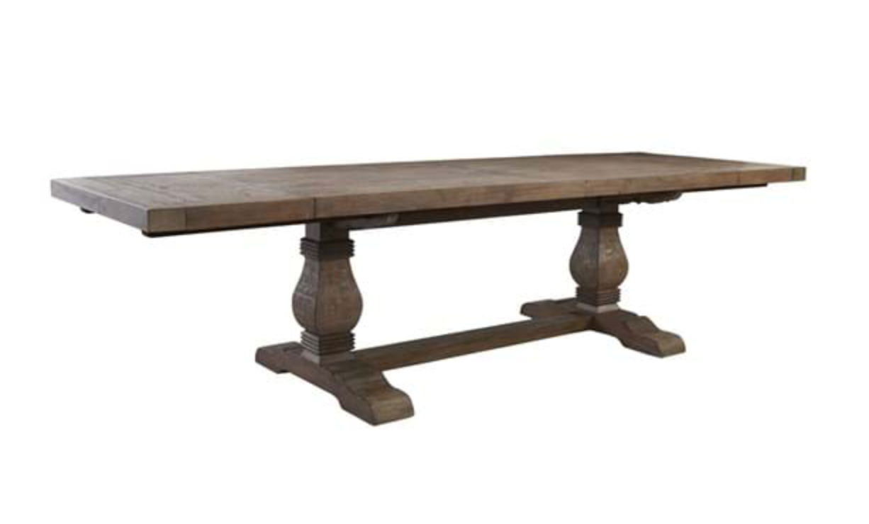 Farmhouse 84"-114" Extension Dining Table - Distressed Brown